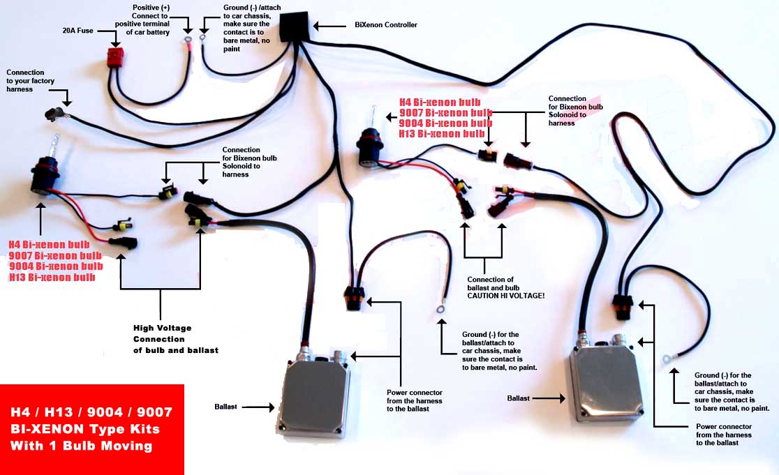 9007 BI-Xenon HID Kit Bright WHITE 10K Headlight ... 9007 hid relay harness diagram 